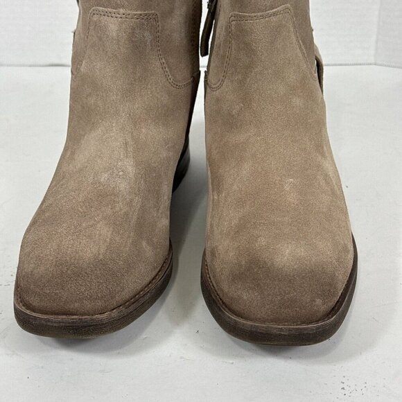 Franco Sarto Melina Bootie Women's 9M Tan Beige Suede Leather New With Flaw - Picture 7 of 12